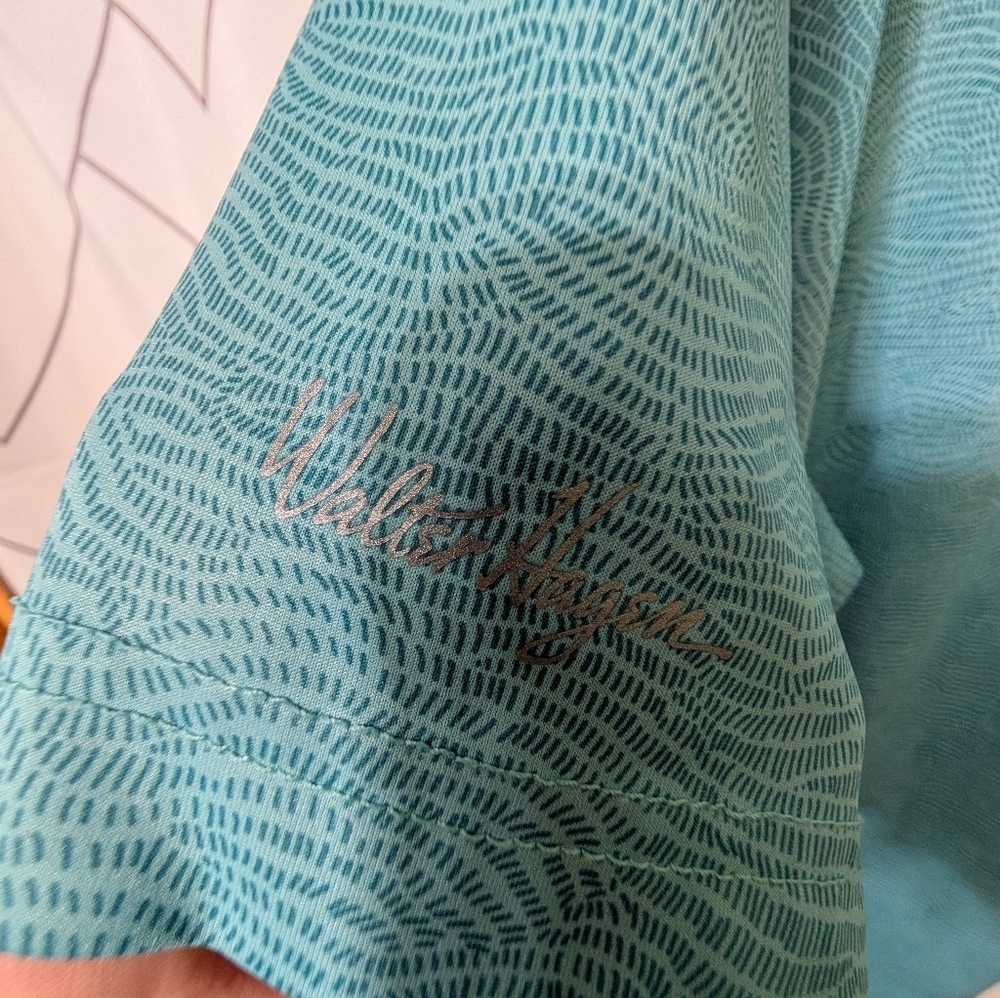 Walter Hagen Teal Mens Golf Polo - Picture 3 of 4